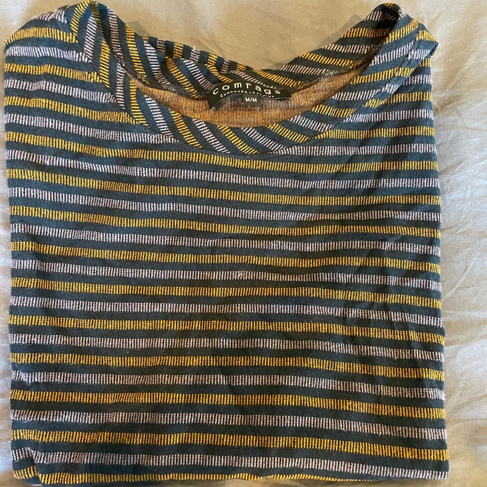 Comrags, asymmetrical sleeve t-shirt, viscose/nylon/elastic, made in Toronto